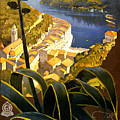 Italy, Italian riviera, vintage travel poster